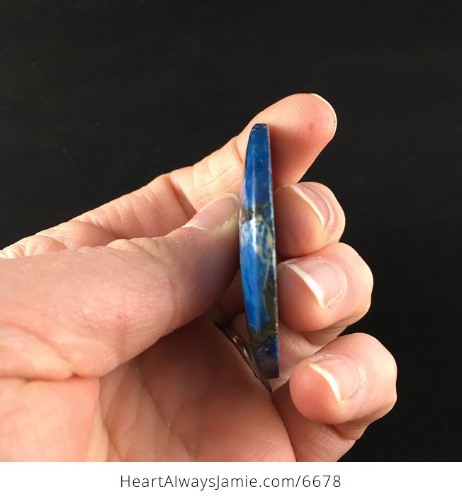 Fan Shaped Blue Turquoise and Pyrite Stone Jewelry Pendant - #fK6E0UaX2xY-5