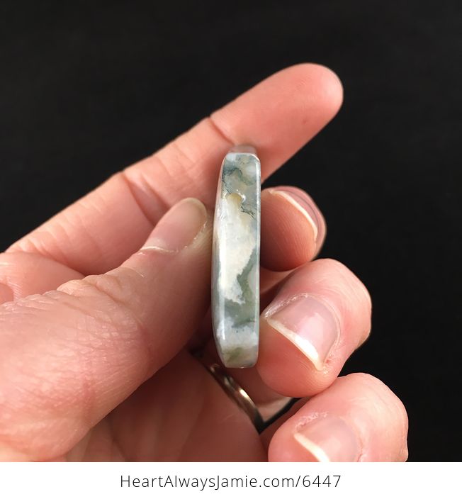 Fan Shaped Moss Agate Stone Jewelry Pendant - #drbZznJj1io-4