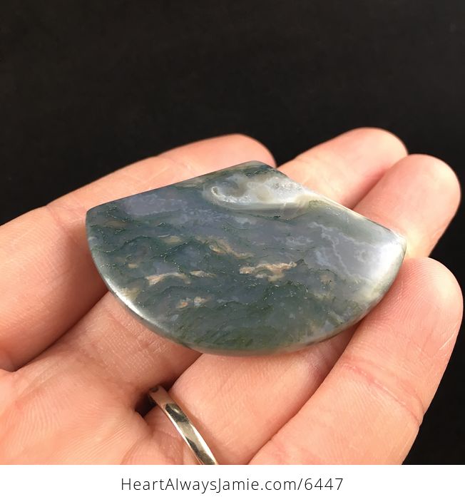 Fan Shaped Moss Agate Stone Jewelry Pendant - #drbZznJj1io-2