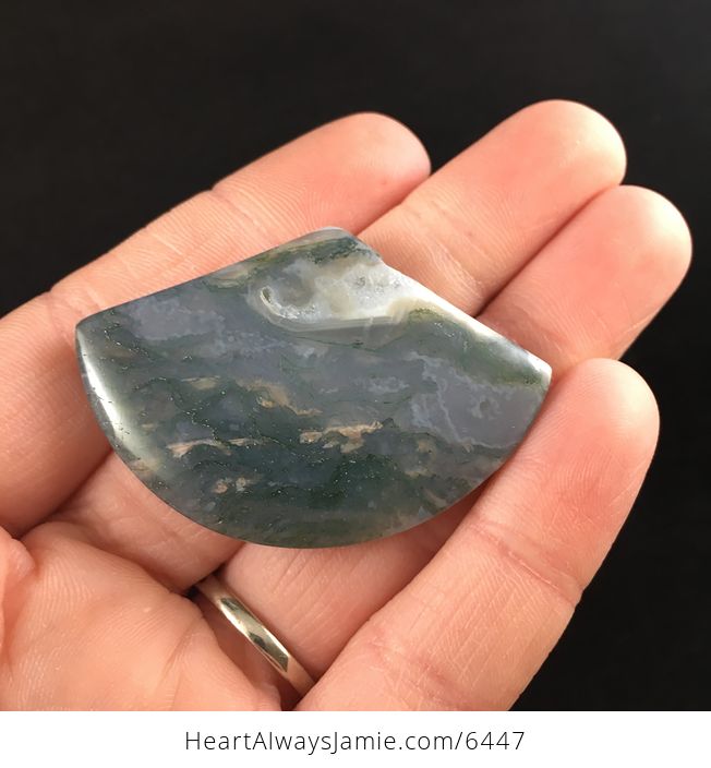 Fan Shaped Moss Agate Stone Jewelry Pendant - #drbZznJj1io-1
