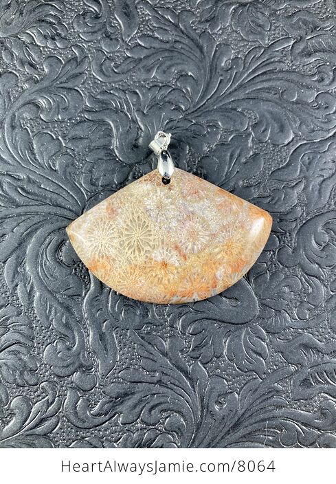 Fan Shaped Natural Nipomo Coral Fossil Stone Jewelry Pendant - #hMuaT2dDWgs-4