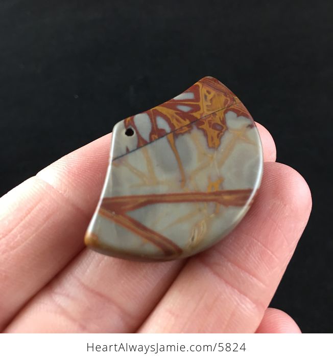Fan Shaped Picasso Jasper Stone Jewelry Pendant - #LfFjJzIwJAY-4