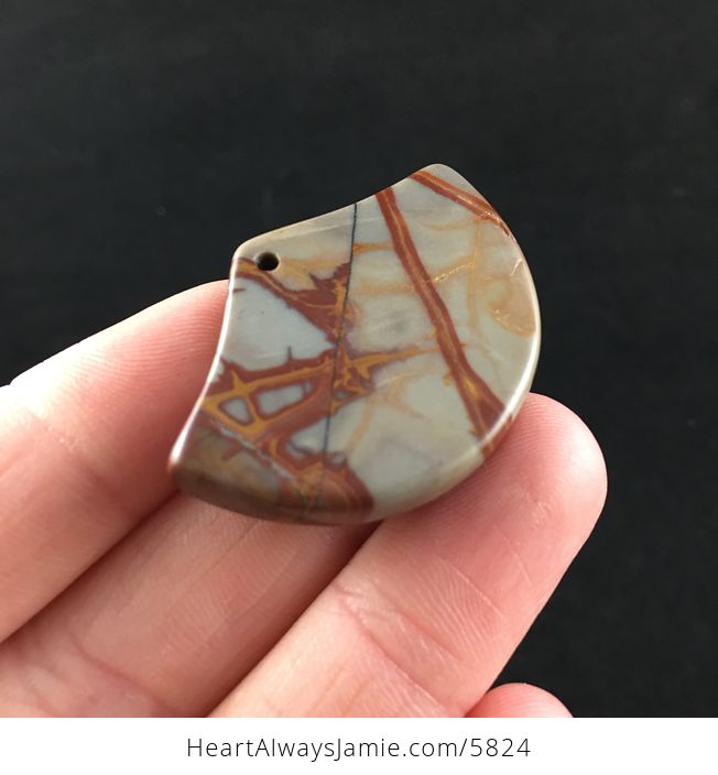 Fan Shaped Picasso Jasper Stone Jewelry Pendant - #LfFjJzIwJAY-8