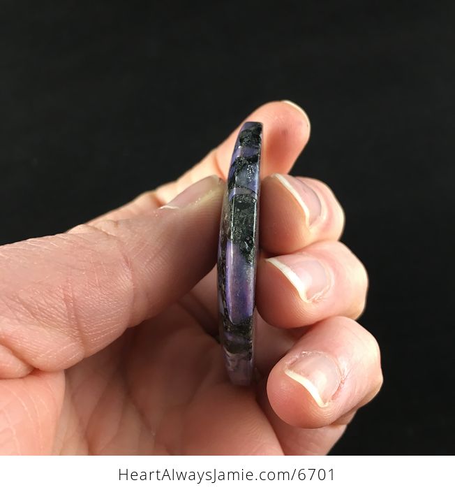 Fan Shaped Purple Turquoise and Pyrite Stone Jewelry Pendant - #uWZ4PZesVSU-5