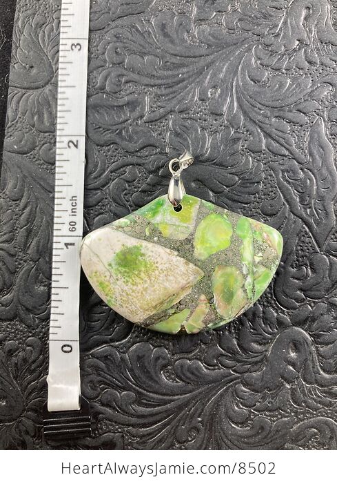 Fan Shaped Pyrite and Green Turquoise Crystal Stone Jewelry Pendant - #TB1AeeuihcA-5