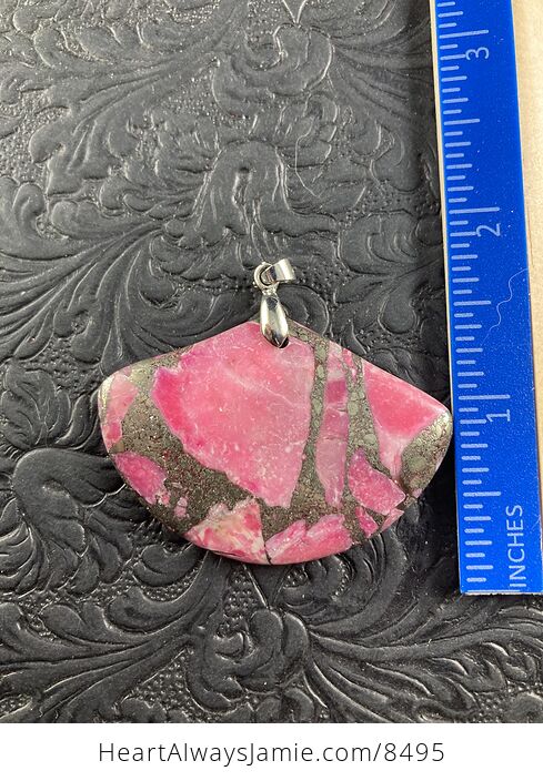 Fan Shaped Pyrite and Pink Turquoise Crystal Stone Jewelry Pendant - #05aqyYmNNfU-4