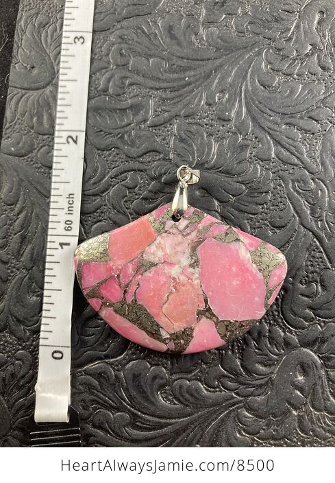 Fan Shaped Pyrite and Pink Turquoise Crystal Stone Jewelry Pendant - #2QKcNlTxtek-5