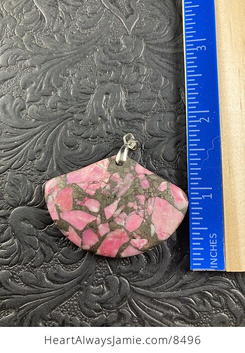 Fan Shaped Pyrite and Pink Turquoise Crystal Stone Jewelry Pendant - #GQCEhADCsJs-5