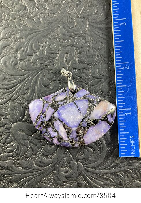 Fan Shaped Pyrite and Purple Turquoise Crystal Stone Jewelry Pendant - #zldf4dJzKlk-2