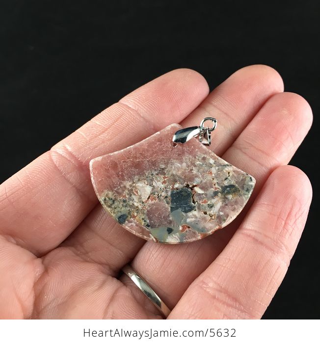 Fan Shaped Rhodochrosite Stone Jewelry Pendant - #eCAai0sBEqE-6