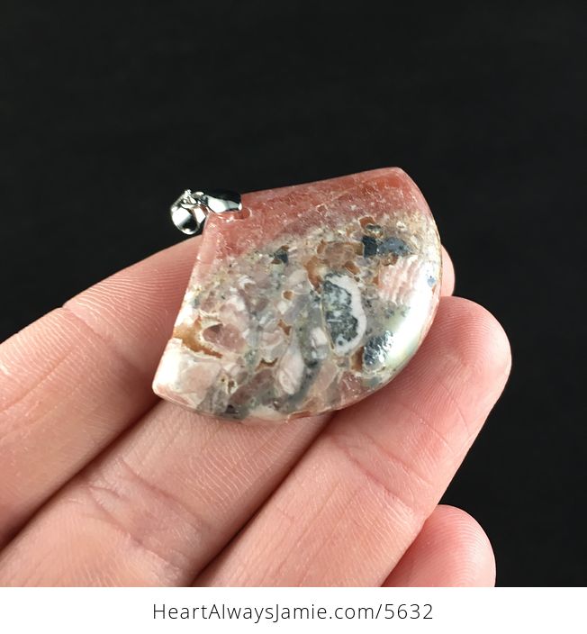 Fan Shaped Rhodochrosite Stone Jewelry Pendant - #eCAai0sBEqE-4