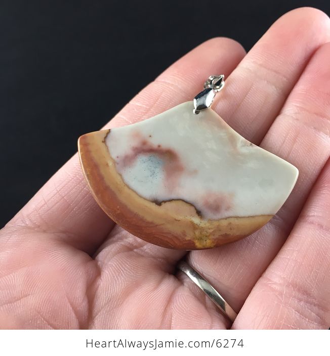 Fan Shaped Succor Creek Jasper Stone Jewelry Pendant - #lmd6Tu5P284-6
