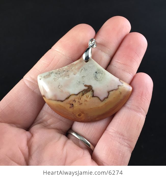 Fan Shaped Succor Creek Jasper Stone Jewelry Pendant - #lmd6Tu5P284-1