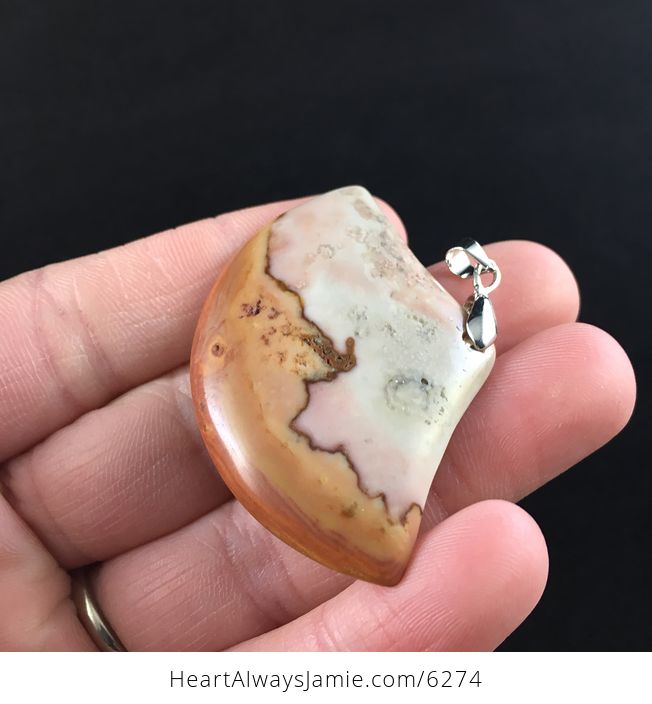 Fan Shaped Succor Creek Jasper Stone Jewelry Pendant - #lmd6Tu5P284-3