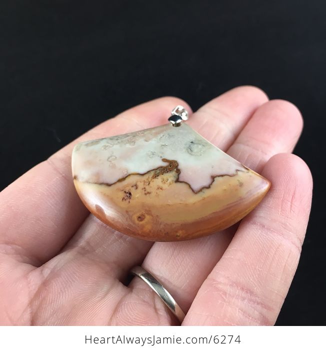 Fan Shaped Succor Creek Jasper Stone Jewelry Pendant - #lmd6Tu5P284-2