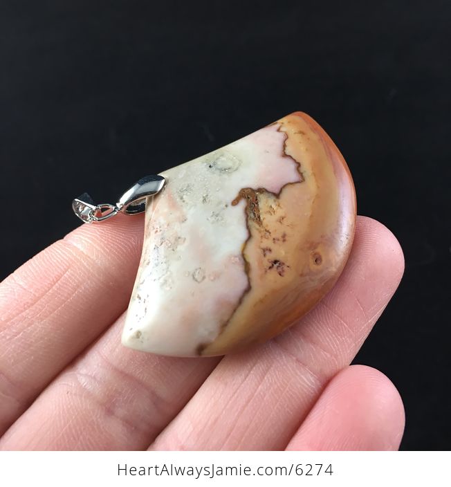 Fan Shaped Succor Creek Jasper Stone Jewelry Pendant - #lmd6Tu5P284-4