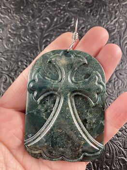 Fancy Jasper Cross Stone Jewelry Pendant Mini Art Ornament #IIV8LiH2oBE