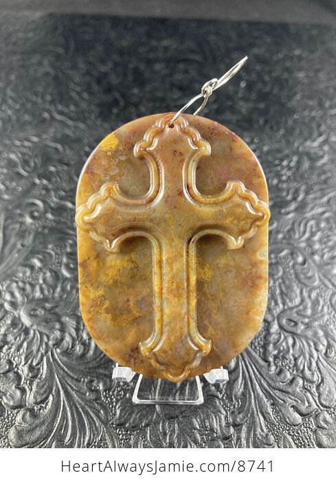 Fancy Jasper Cross Stone Jewelry Pendant Mini Art Ornament - #QCj2oWHSBYM-6