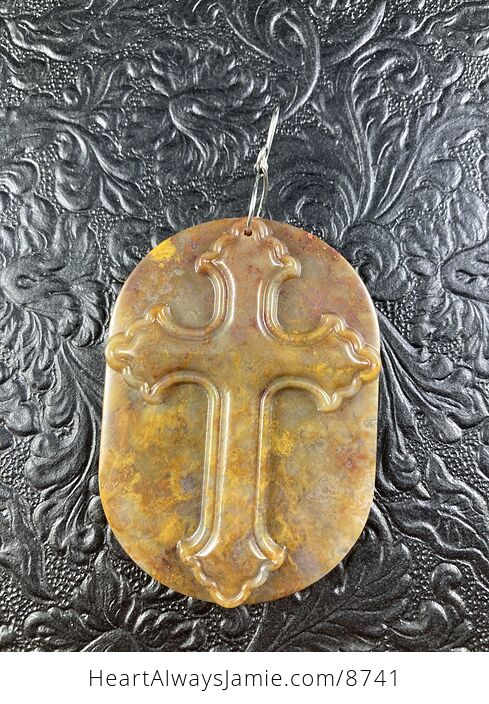 Fancy Jasper Cross Stone Jewelry Pendant Mini Art Ornament - #QCj2oWHSBYM-1