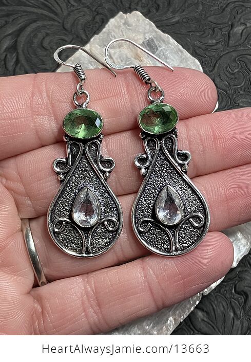 Fantasy Fairy Core Witchy Styled Peridot and Topaz Earrings Stone Crystal Jewelry - #nRIuKmu0sYI-1