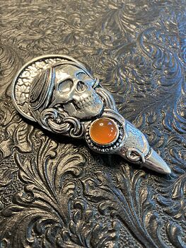 Female Skull Carnelian Stone Crystal Pendant Gothic Halloween Costume Jewelry #hlbXQPVR4VI