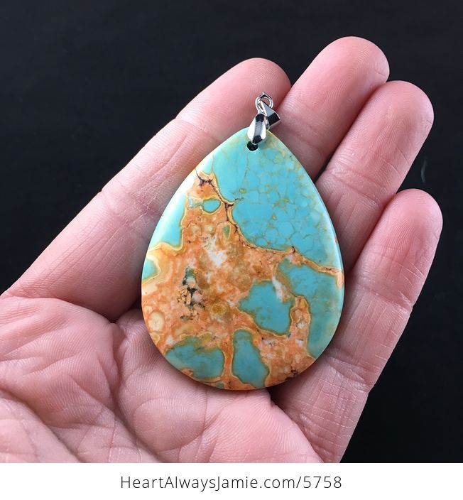 Fiery Orange and Blue Turquoise Stone Jewelry Pendant - #P0srvaucyBk-1