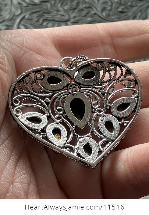Filigree Heart Tigers Eye Crystal Stone Jewelry Pendant - #jUzHwIgTaxA-6