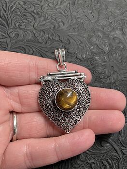 Filigree Tigers Eye Heart Pendant Gemstone Crystal Jewelry #1dY6s4Nm1Kc