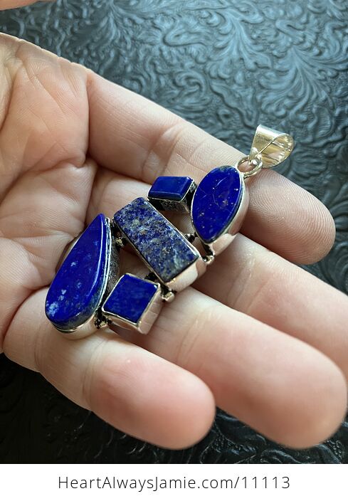 Five Lapis Lazuli Gems Crystal Stone Jewelry Pendant - #b8m4Jb1VlBg-5