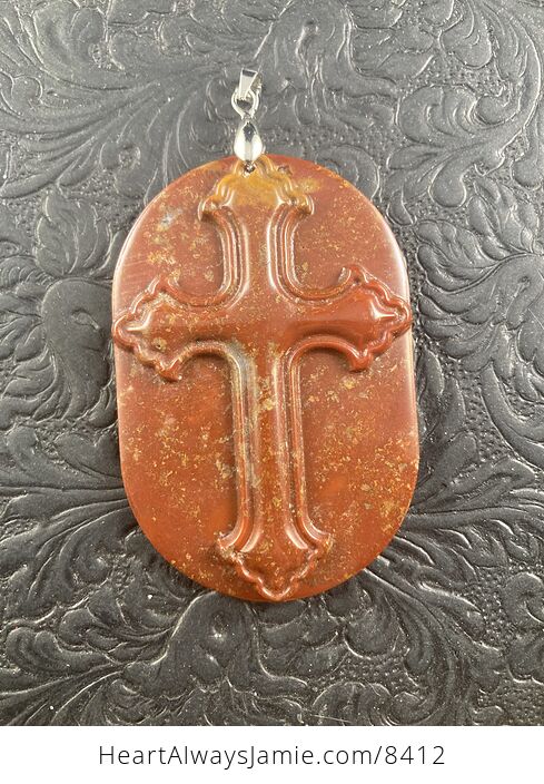 Flame Jasper Jasper Cross Stone Jewelry Pendant Mini Art Ornament - #JT7W7GWmxvc-1