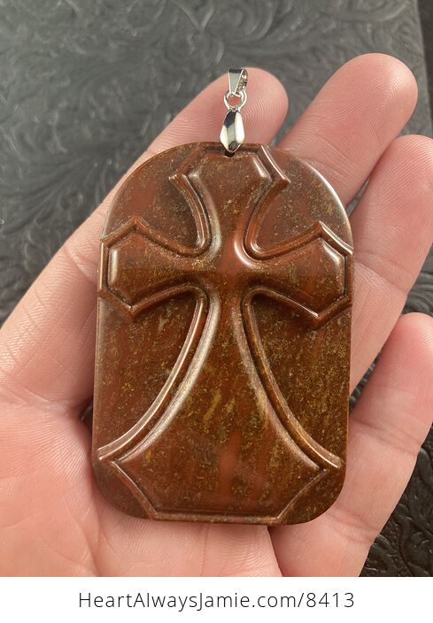 Flame Jasper Jasper Cross Stone Jewelry Pendant Mini Art Ornament - #ZajXLDoymJg-2