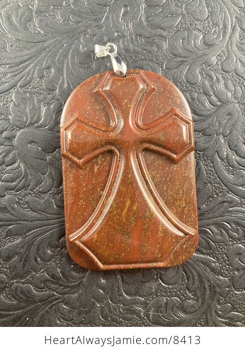 Flame Jasper Jasper Cross Stone Jewelry Pendant Mini Art Ornament - #ZajXLDoymJg-1