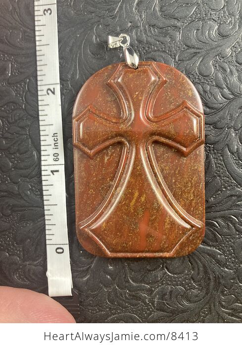 Flame Jasper Jasper Cross Stone Jewelry Pendant Mini Art Ornament - #ZajXLDoymJg-5
