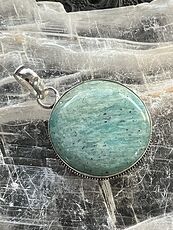 Flashy Amazonite with Black Tourmaline Inclusions Crystal Stone Jewelry Pendant #bXiZapuuqq0