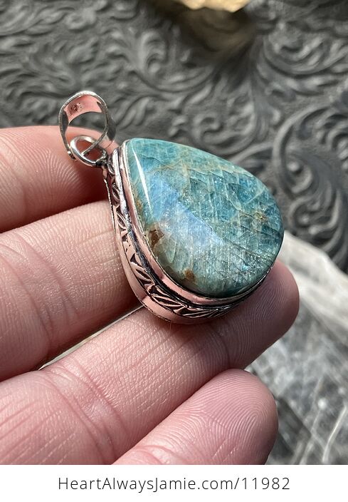 Flashy Blue Apatite Stone Crystal Jewelry Pendant - #XcHyFADGRZw-3