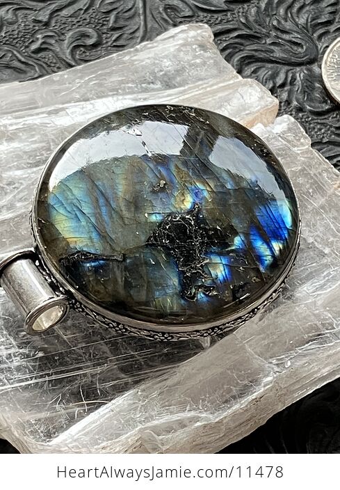 Flashy Labradorite Crystal Stone Jewelry Pendant - #IKkPKArNl0Q-9
