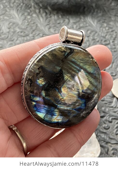 Flashy Labradorite Crystal Stone Jewelry Pendant - #IKkPKArNl0Q-3