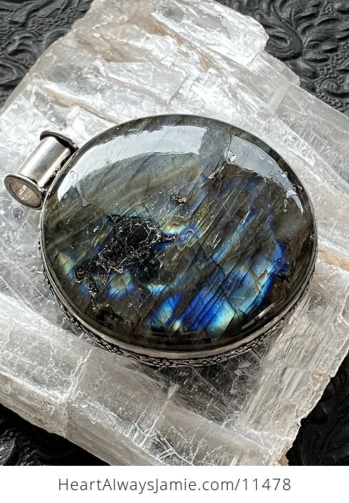 Flashy Labradorite Crystal Stone Jewelry Pendant - #IKkPKArNl0Q-8