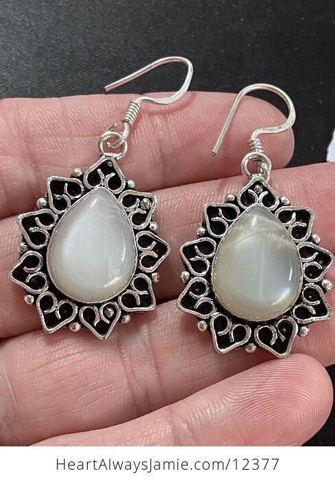 Flashy Moonstone Crystal Stone Jewelry Earrings with Hearts - #rBhjIqpPhFY-3