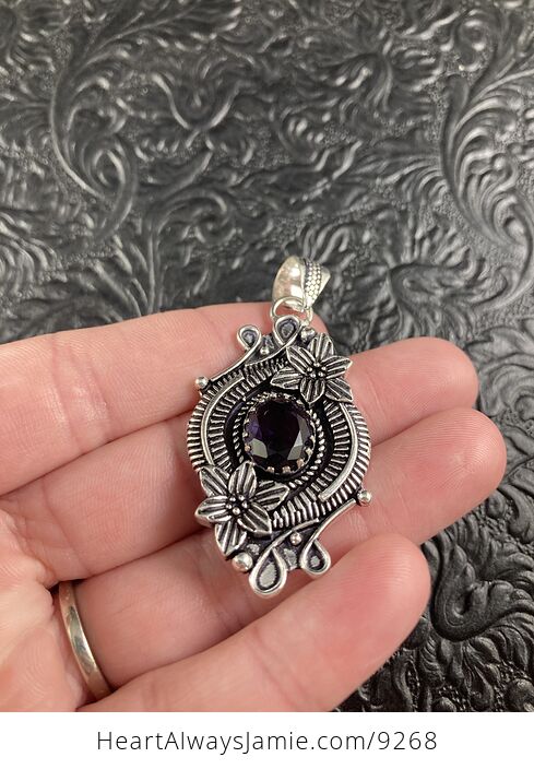 Floral Amethyst Crystal Stone Jewelry Pendant - #HbbHuOsfP6w-3