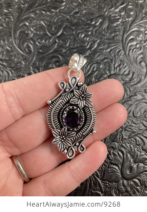 Floral Amethyst Crystal Stone Jewelry Pendant - #HbbHuOsfP6w-2