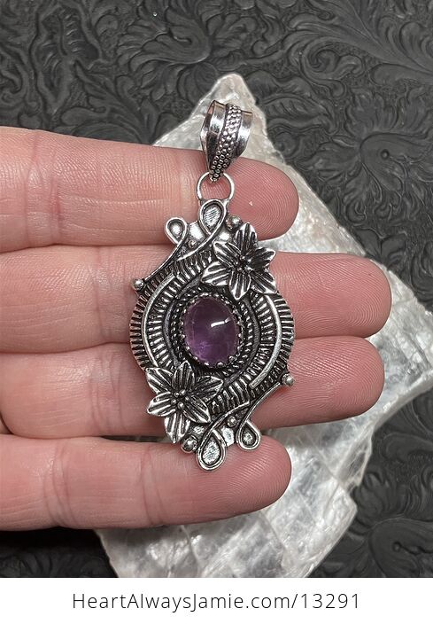 Floral Amethyst Pendant Gemstone Crystal Jewelry - #SwglGrANwzo-1