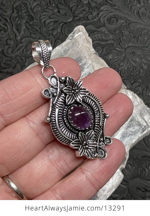 Floral Amethyst Pendant Gemstone Crystal Jewelry - #SwglGrANwzo-2