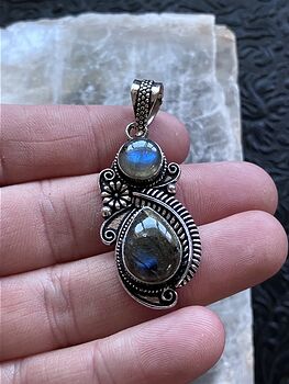 Floral and Fern Labradorite Crystal Stone Jewelry Pendant #0w2WStuBsys