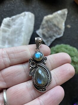 Floral and Fern Labradorite Crystal Stone Jewelry Pendant #xVs7RMcHH7o