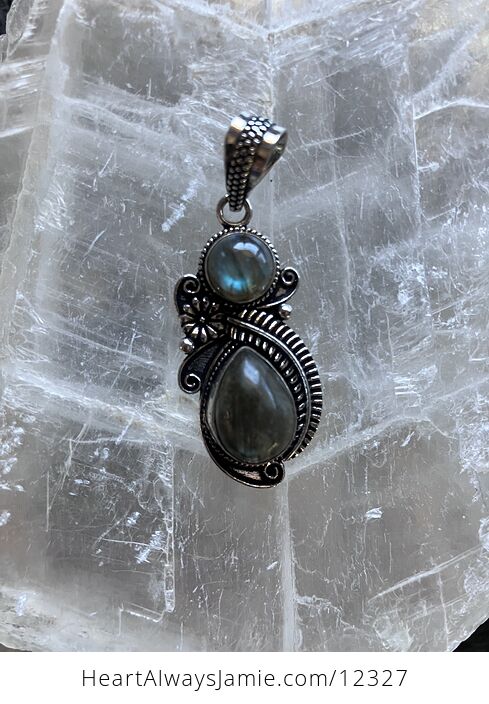 Floral and Fern Labradorite Crystal Stone Jewelry Pendant - #xVs7RMcHH7o-5