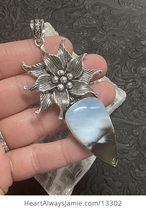 Floral Blue Opal Pendant Gemstone Crystal Jewelry - #dyFIC3FlJnE-3