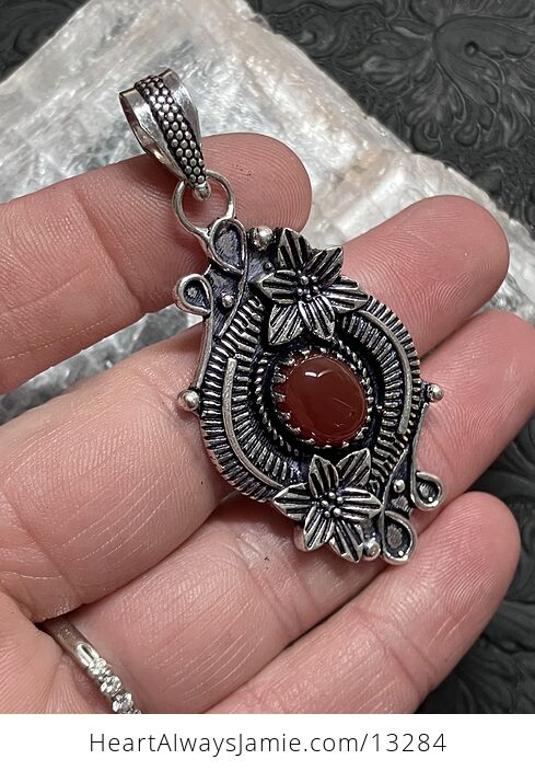 Floral Carnelian Pendant Gemstone Crystal Jewelry - #ORXXnXHR3ME-4