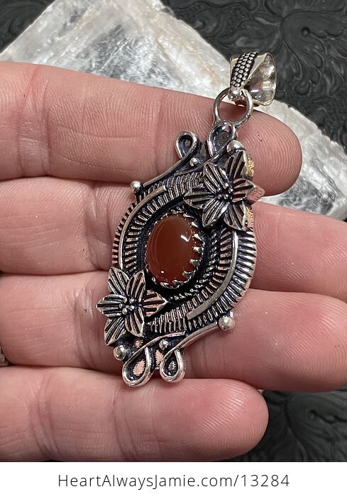 Floral Carnelian Pendant Gemstone Crystal Jewelry - #ORXXnXHR3ME-5