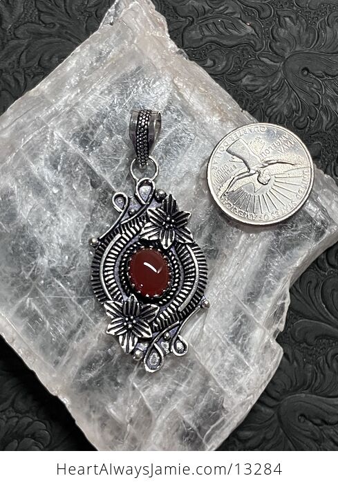 Floral Carnelian Pendant Gemstone Crystal Jewelry - #ORXXnXHR3ME-3